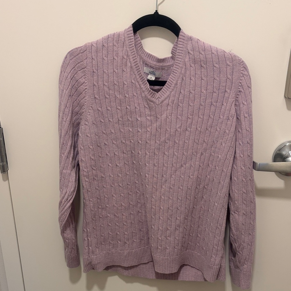 croft & barrow Cable-Knit V-Neck Sweater - Light Lavender